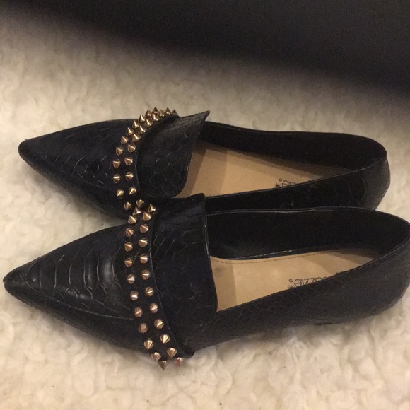 Shoe Dazzle Faux Leather Flats with gold studs - Picture 4 of 4